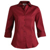 Edwards Women's Burgundy Tailored Full-Placket Stretch Shirt