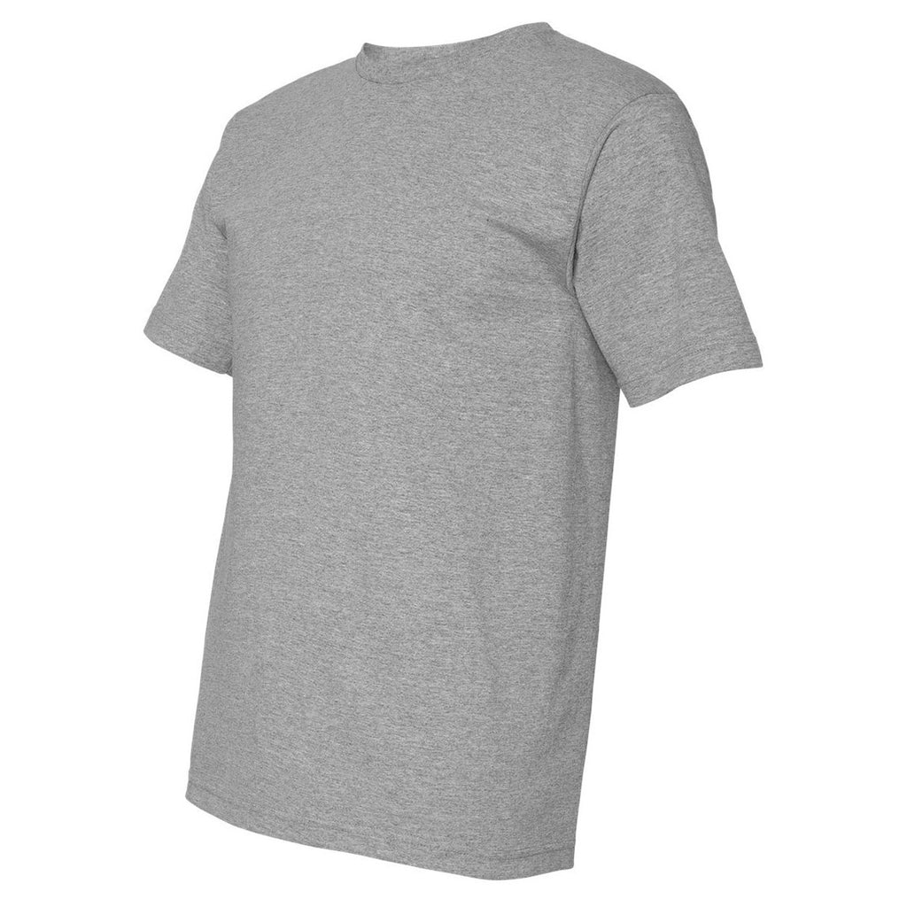 Bayside Men's Dark Ash USA-Made 100% Cotton Short Sleeve T-Shirt