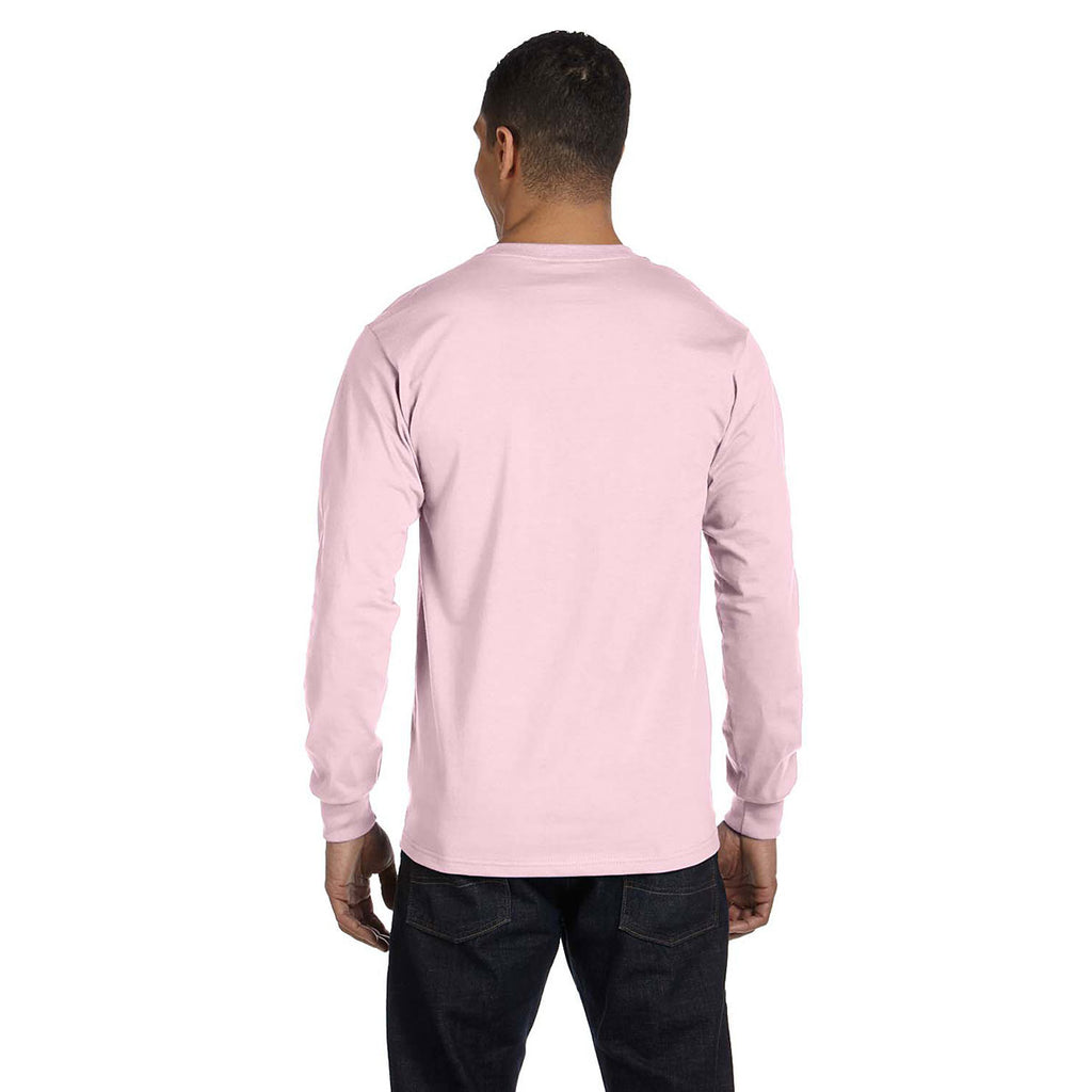 Hanes Men's Pale Pink 6.1 oz Long-Sleeve Beefy-T