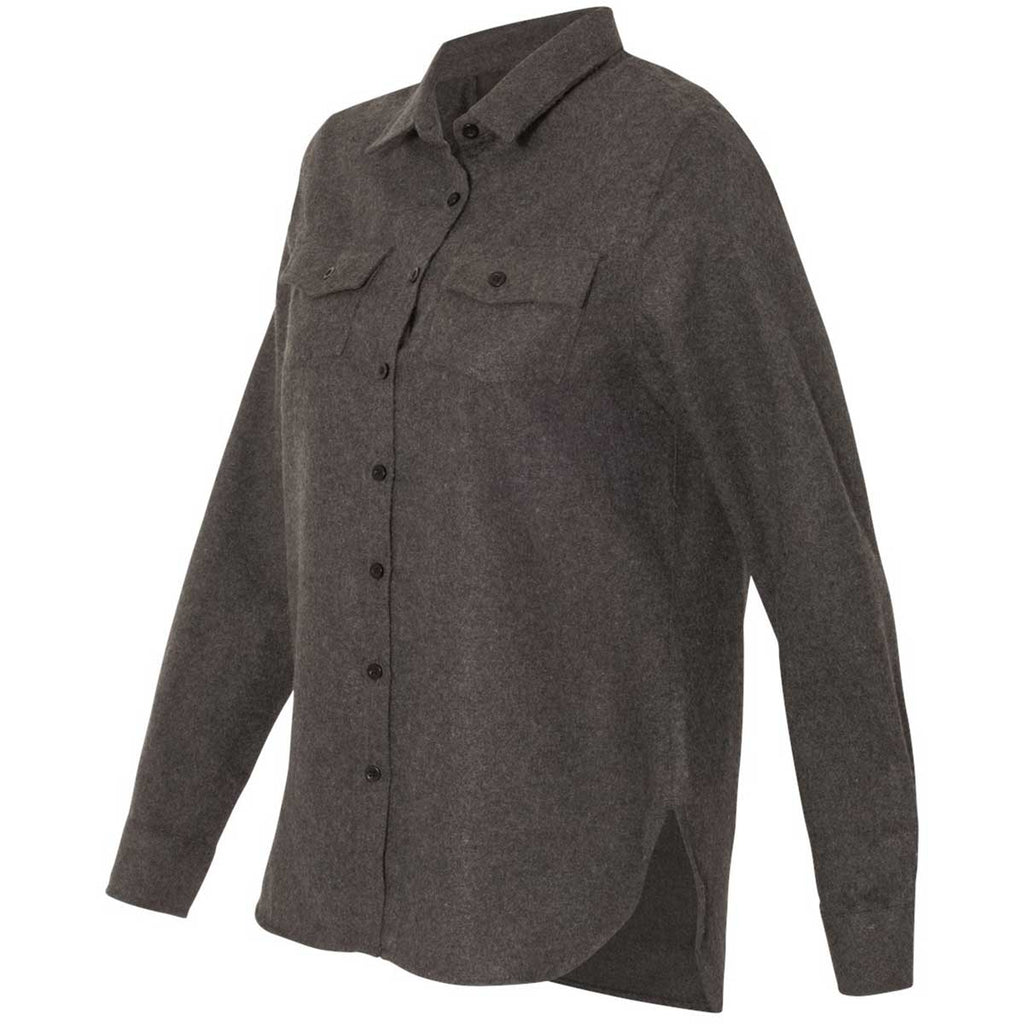 Burnside Women's Charcoal Long Sleeve Solid Flannel Shirt
