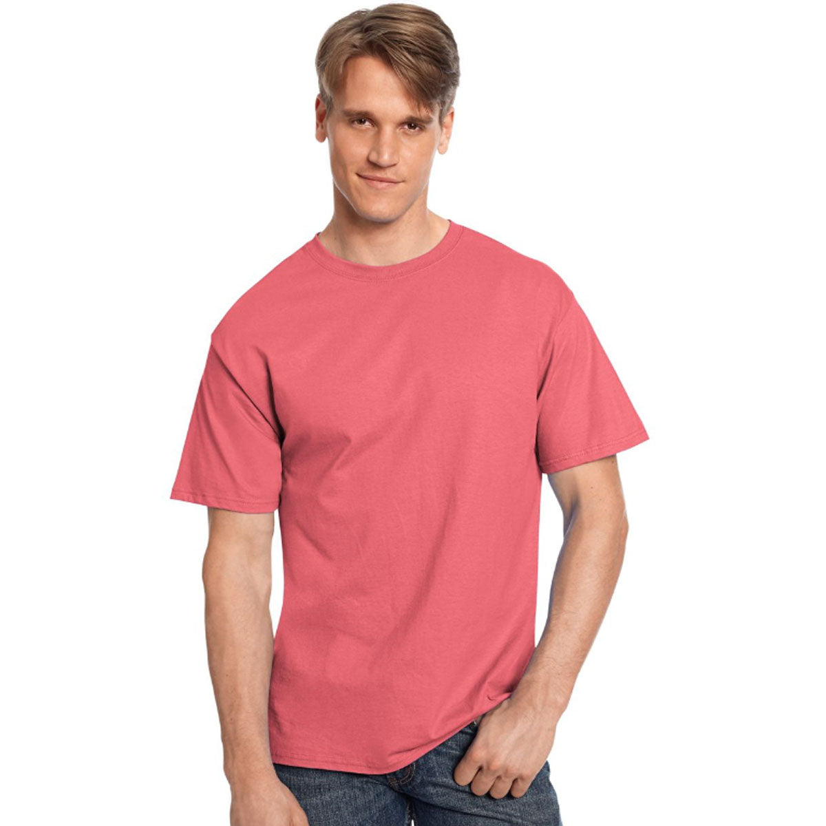 Hanes Tagless T-Shirt - Charisma Coral, 3XL (Preshrunk Cotton Jersey)