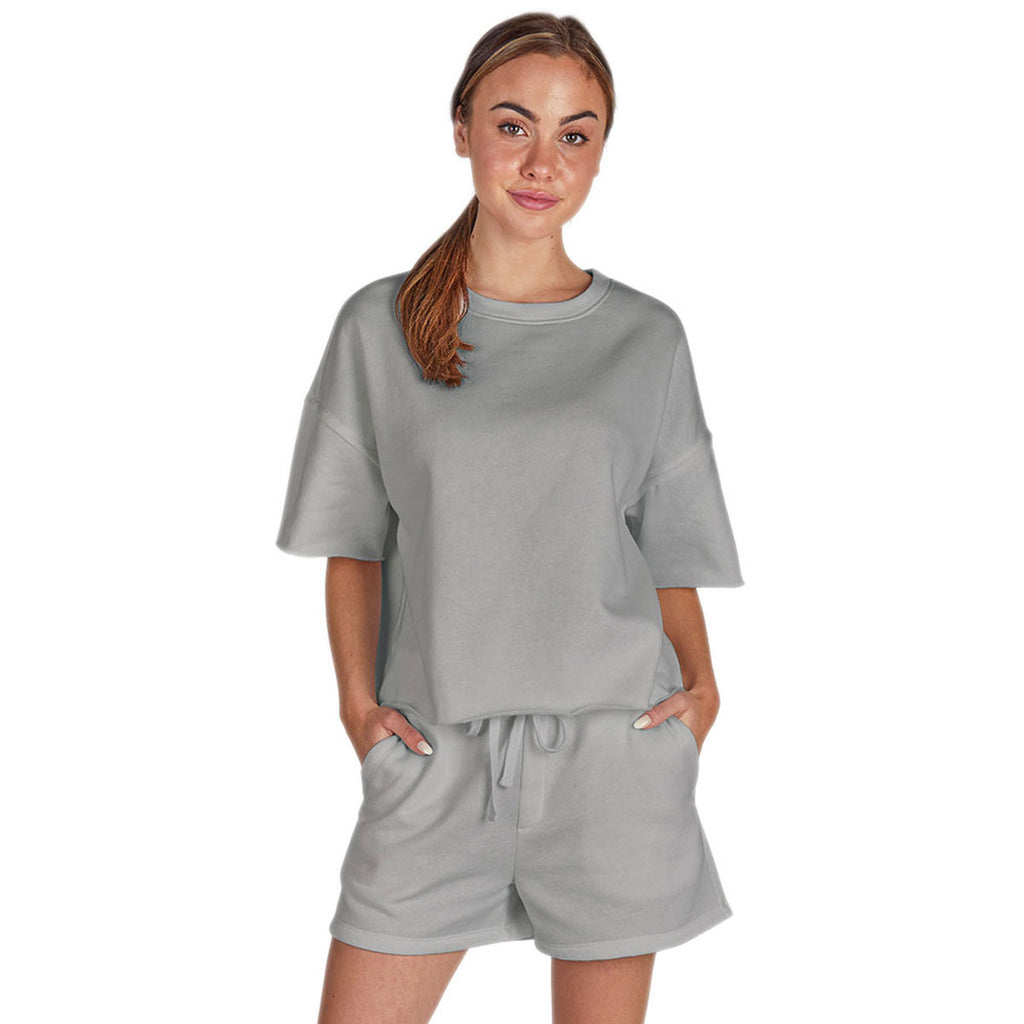 Charles River Women's Light Grey Clifton Short Sleeve Sweatshirt