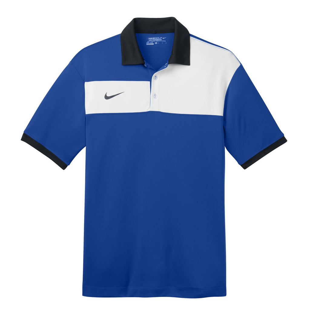 Nike Golf Men's Royal Blue/White Dri-FIT S/S Colorblock Polo