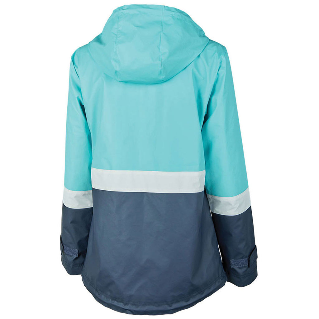 Charles River Women's Aqua/White/Navy Color Blocked New Englander Rain