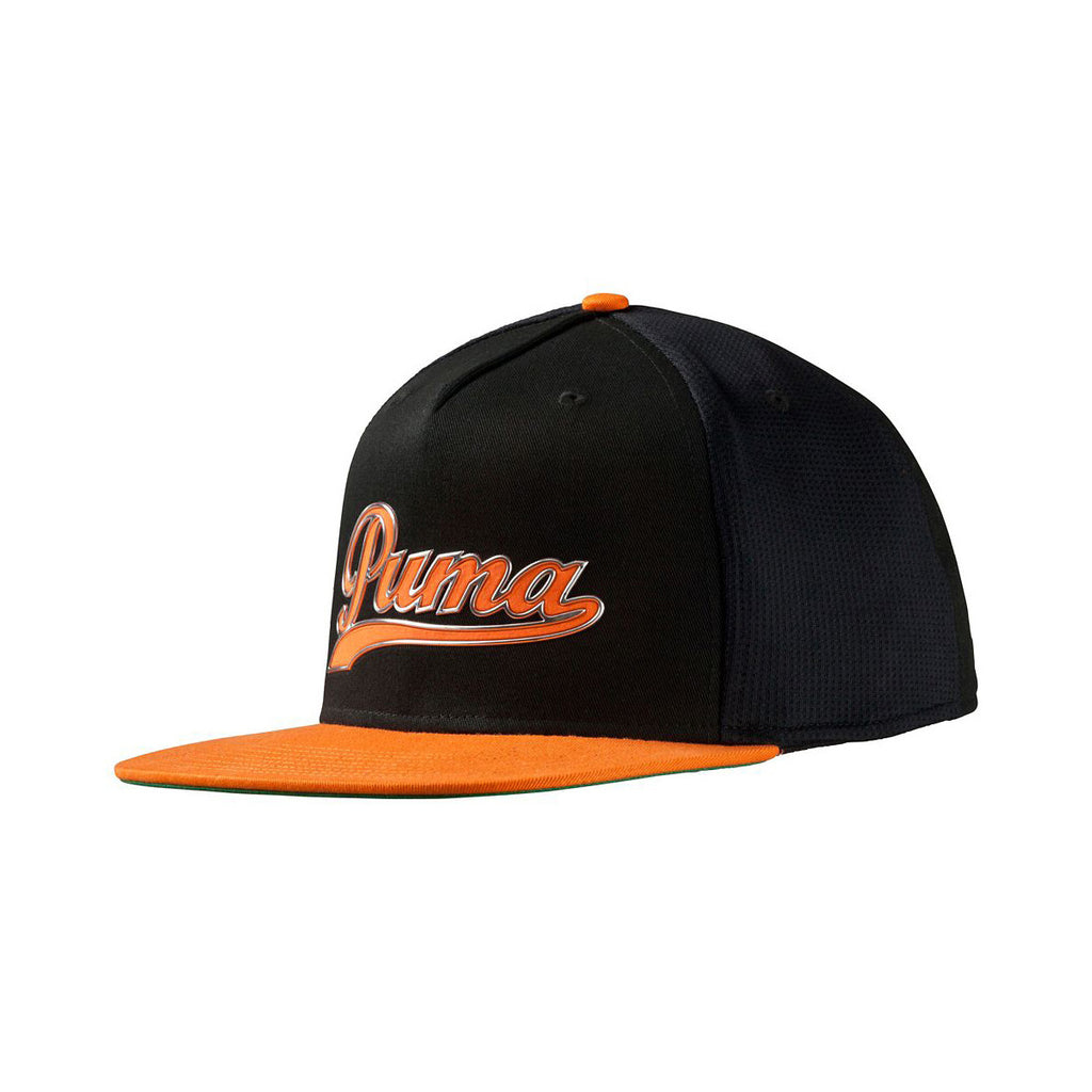 orange and black puma hat