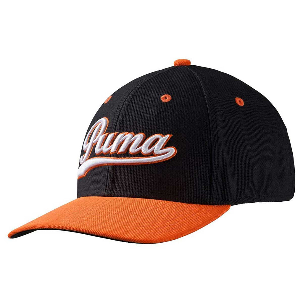 Puma Golf Black/Vibrant Orange Script Fitted Cap