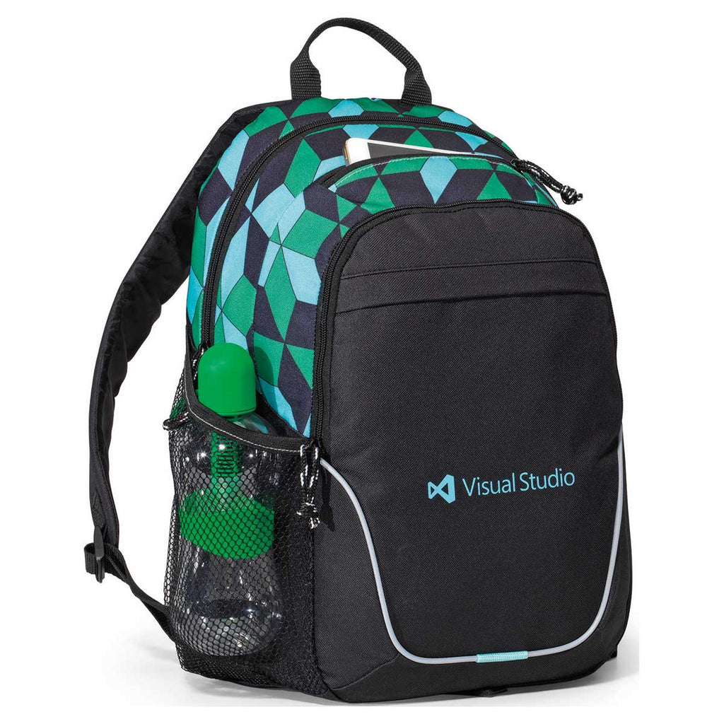 Gemline Black/Blue & Green Pattern Mission Backpack