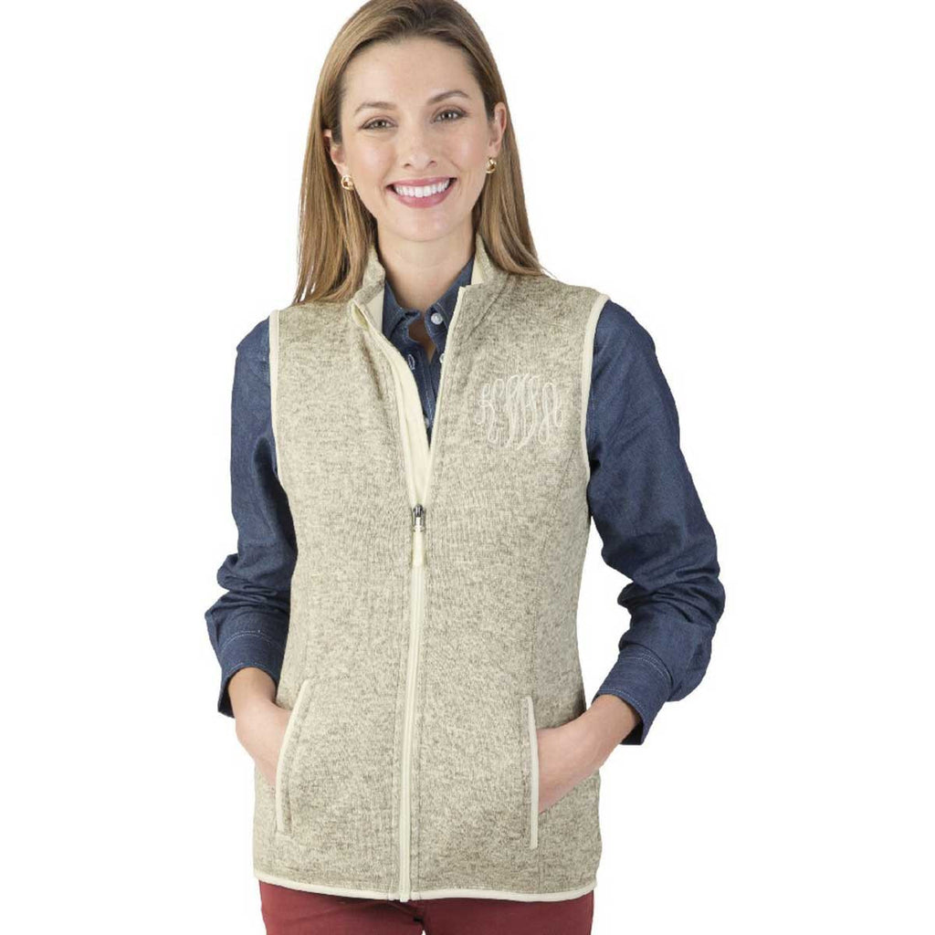 Charles River Women's Oatmeal Heather Pacific Heathered Fleece Vest