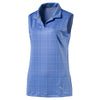 Puma Golf Women's Nebulas Blue Sleeveless Soft Plaid Golf Polo