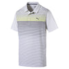 Puma Golf Men's Bright White/Acid Lime Highlight Stripe Polo