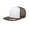 Yupoong Brown/White Classic Trucker with White Front Panel Cap
