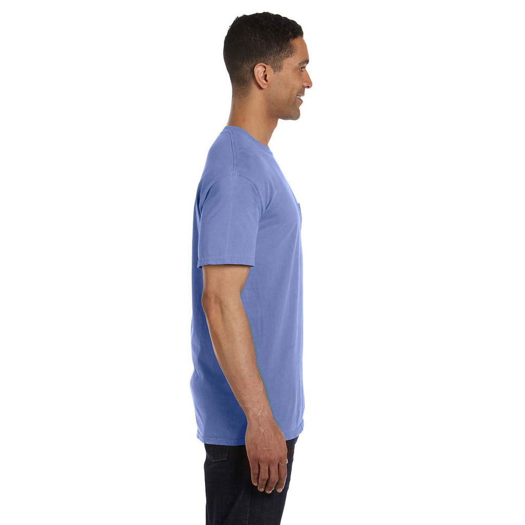 Comfort Colors Men's Flo Blue 6.1 oz. Pocket T-Shirt