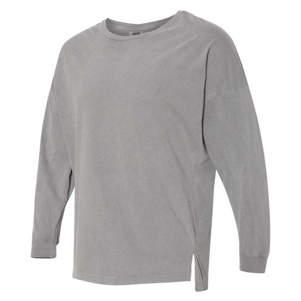 Comfort Colors Women's Grey Garment-Dyed Drop-Shoulder Long Sleeve T-Shirt