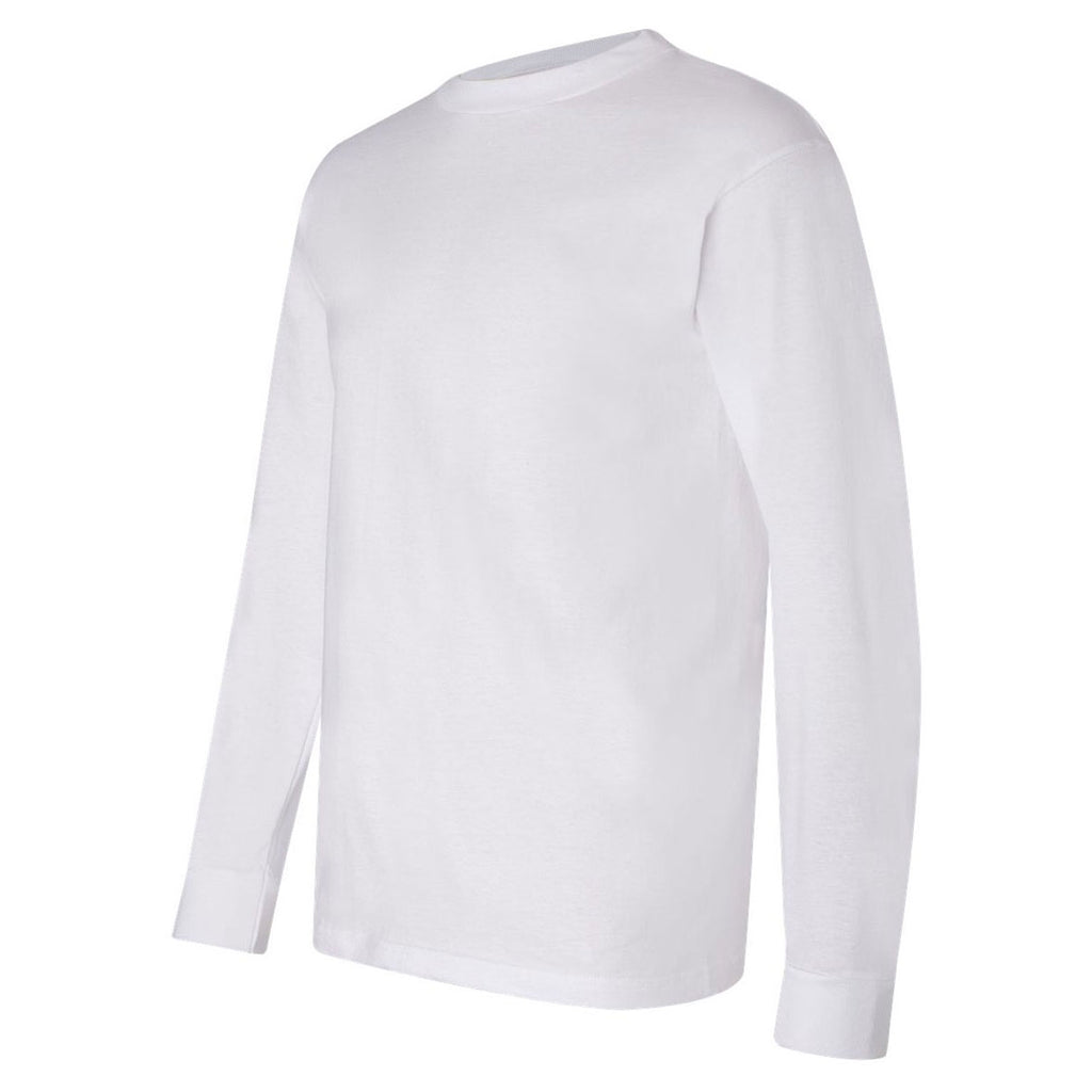 Bayside Men's White USA-Made Long Sleeve T-Shirt