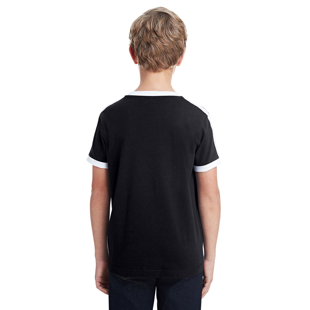 LAT Youth Black/White Soccer Ringer Fine Jersey T-Shirt