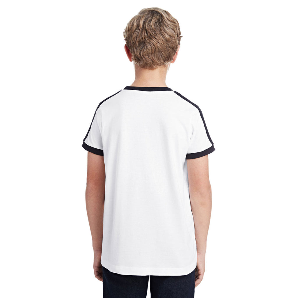 LAT Youth White/Black Soccer Ringer Fine Jersey T-Shirt