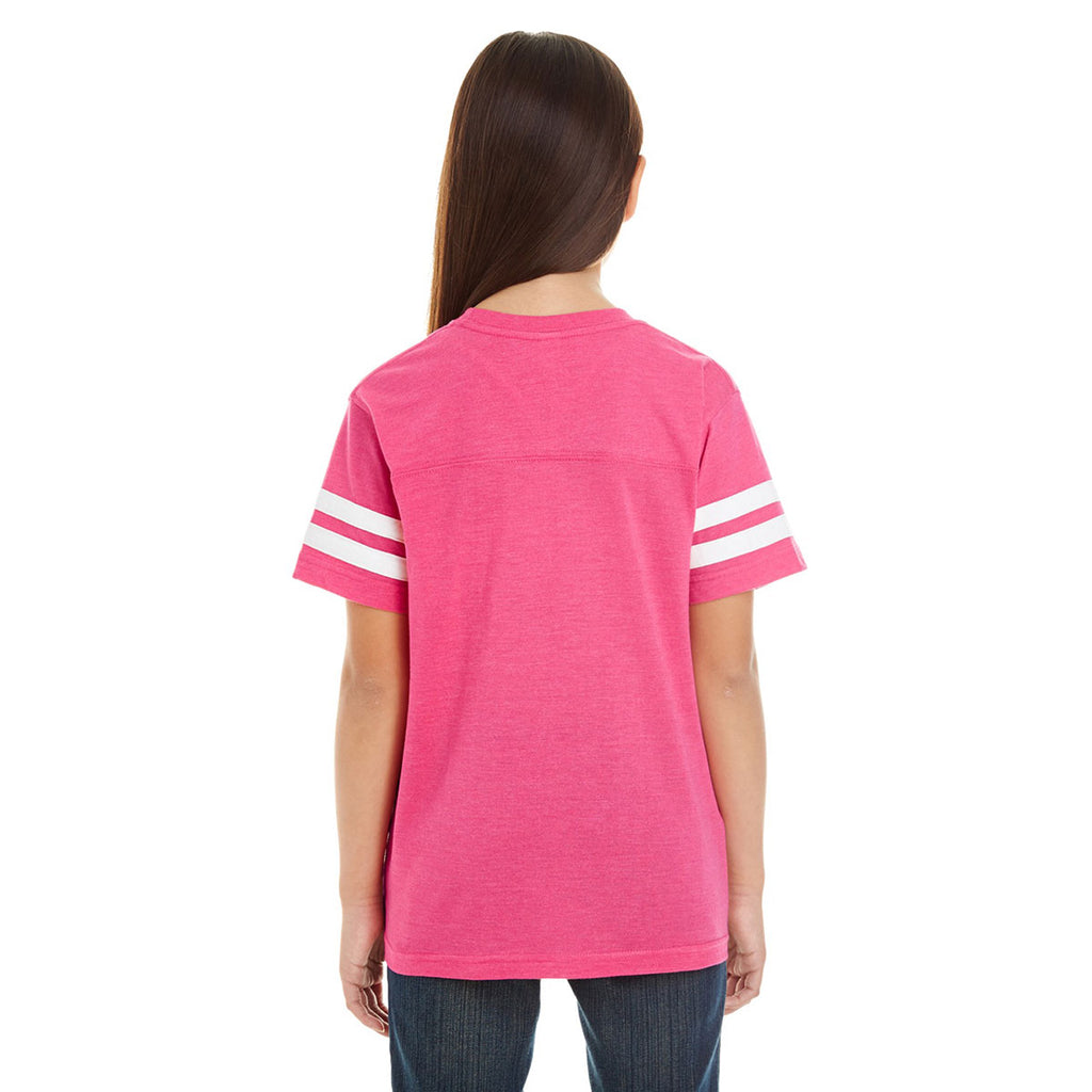 LAT Youth Vintage Heather Pink/Blended White Football Fine Jersey T-Shirt