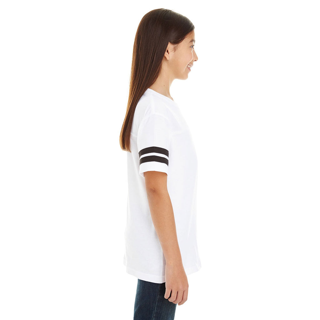 LAT Youth White/Black Football Fine Jersey T-Shirt