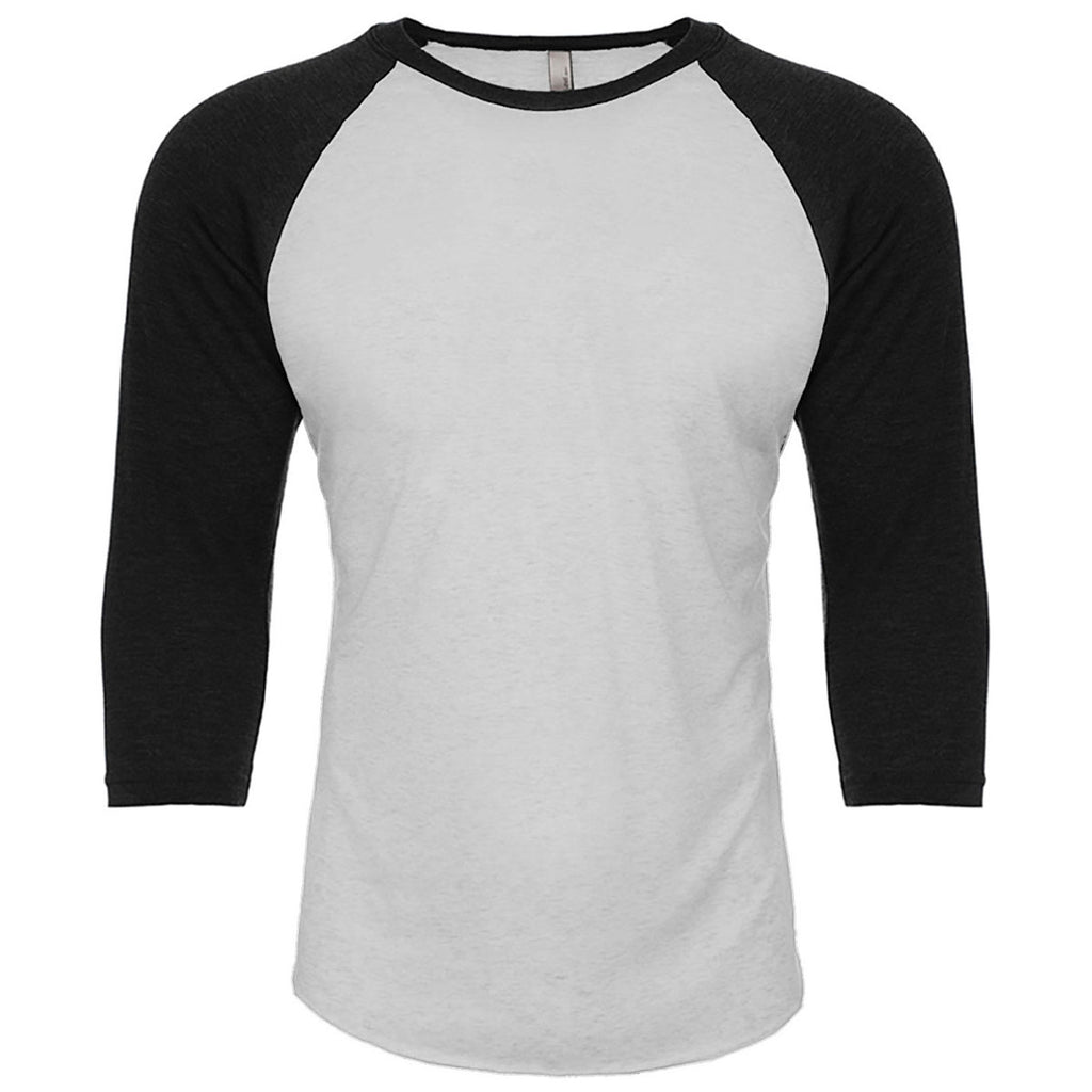 Next Level Unisex Black/Dark Heather Grey CVC 3/4 Sleeve Raglan Baseball T-Shirt
