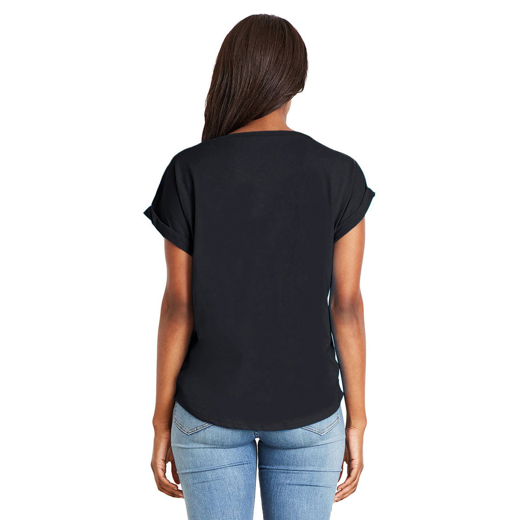 Next Level Women's Black Dolman With Rolled Sleeves