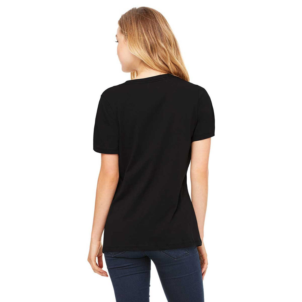 Bella + Canvas Women's Black Relaxed Jersey Short-Sleeve V-Neck T-Shirt