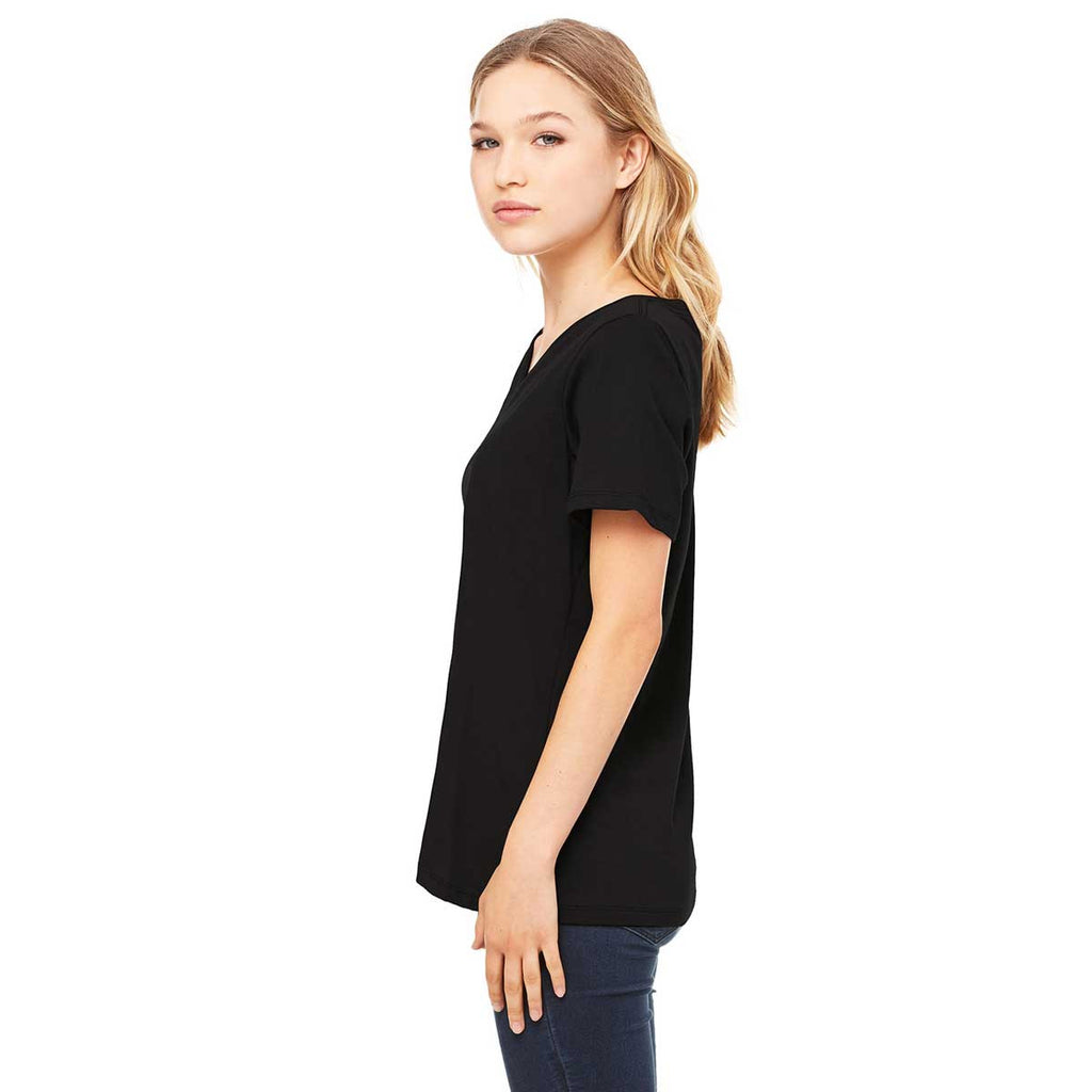 Bella + Canvas Women's Black Relaxed Jersey Short-Sleeve V-Neck T-Shirt