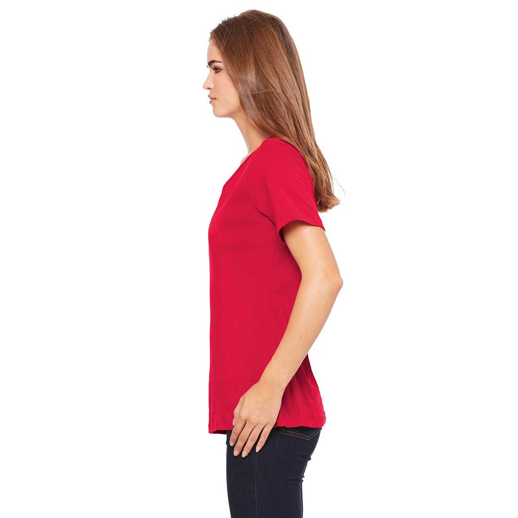Bella + Canvas Women's Red Relaxed Jersey Short-Sleeve V-Neck T-Shirt