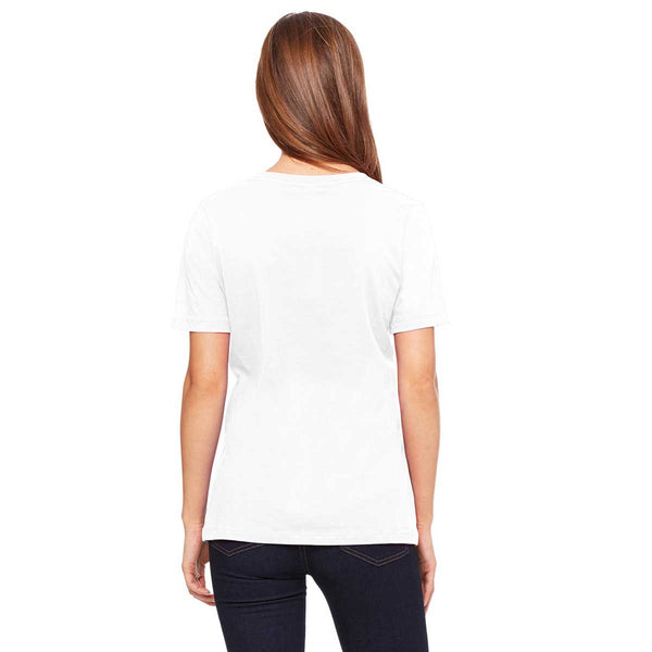 Bella + Canvas Women's White Relaxed Jersey Short-Sleeve V-Neck T-Shir