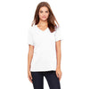 Bella + Canvas Women's White Relaxed Jersey Short-Sleeve V-Neck T-Shir