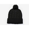 Pacific Headwear Black Cable Knit Pom-Pom Beanie