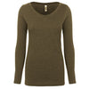 Next Level Women's Military Green Triblend Long-Sleeve Scoop Tee