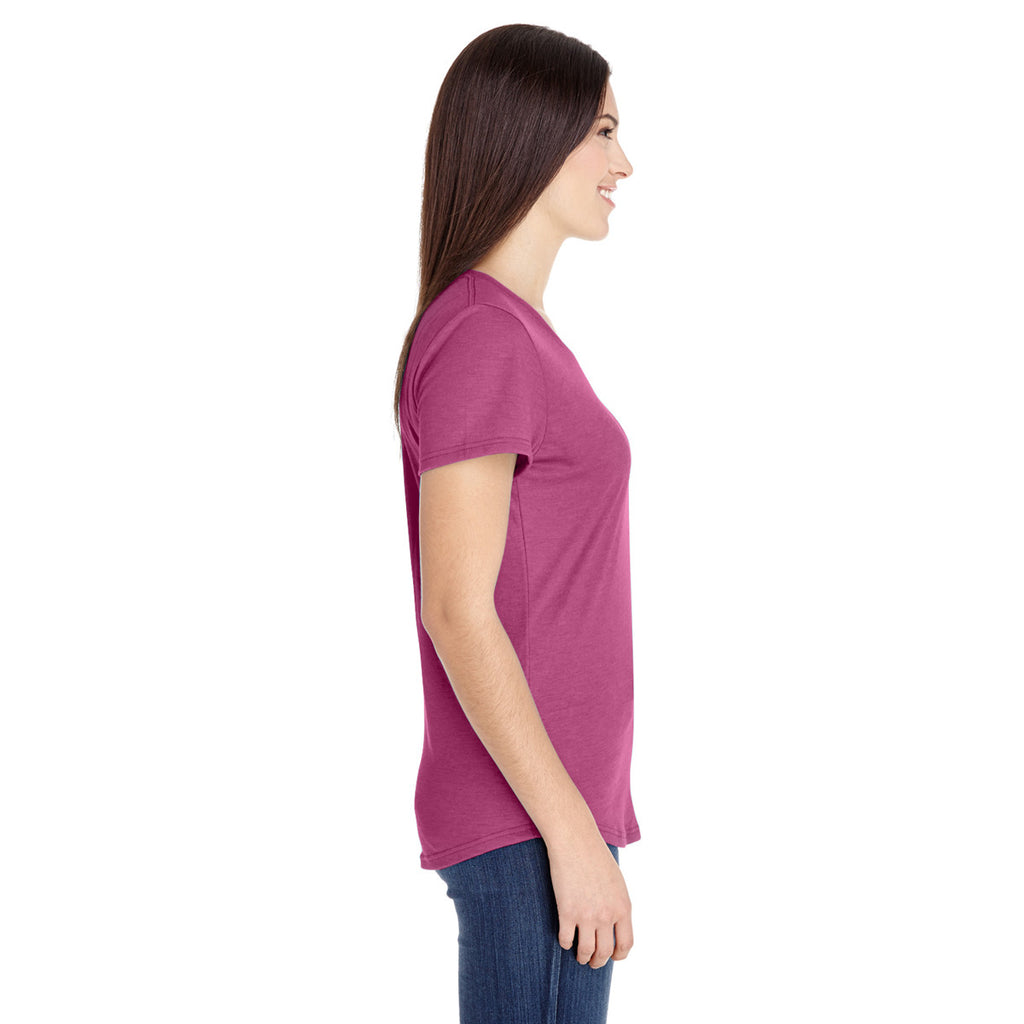 Anvil Women's Heather Raspberry Triblend Scoop Neck T-Shirt