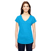 Anvil Women's Heather Caribbean Blue Triblend V-Neck T-Shirt