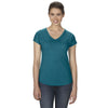 Anvil Women's Heather Galap Blue Triblend V-Neck T-Shirt