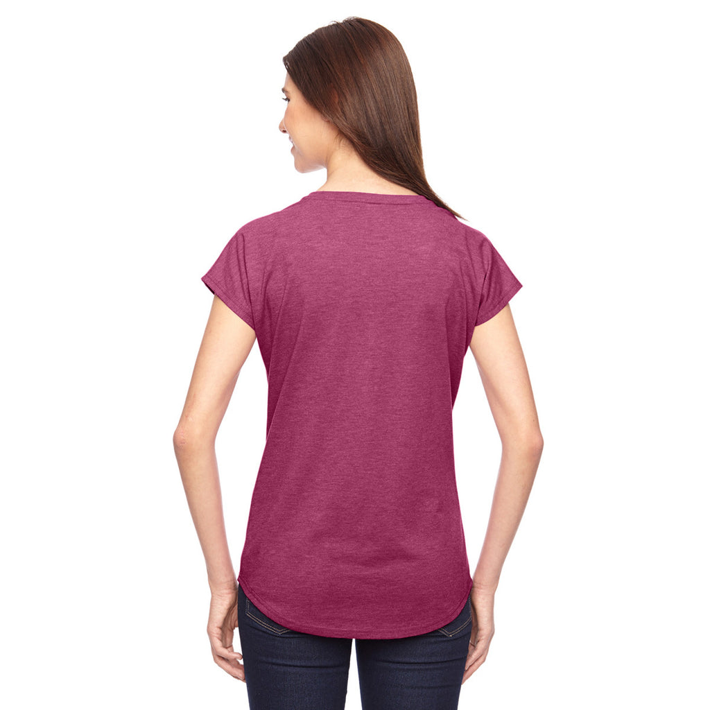 Anvil Women's Heather Raspberry Triblend V-Neck T-Shirt