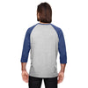 Anvil Men's Heather Grey/True Heather Blue Triblend 3/4-Sleeve Raglan T-Shirt
