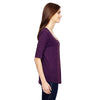 Anvil Women's Heather Aubergine Triblend Deep Scoop Half-Sleeve T-Shirt
