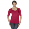Anvil Women's Heather Red Triblend Deep Scoop Half-Sleeve T-Shirt