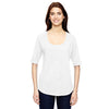 Anvil Women's White Triblend Deep Scoop Half-Sleeve T-Shirt