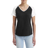 Anvil Women's Black/White Tri-Blend Raglan T-Shirt