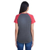 Anvil Women's Heather Dark Grey/Heather Red Tri-Blend Raglan T-Shirt