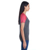 Anvil Women's Heather Dark Grey/Heather Red Tri-Blend Raglan T-Shirt