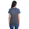 Anvil Women's Heather Grey/Heather Blue Tri-Blend Raglan T-Shirt
