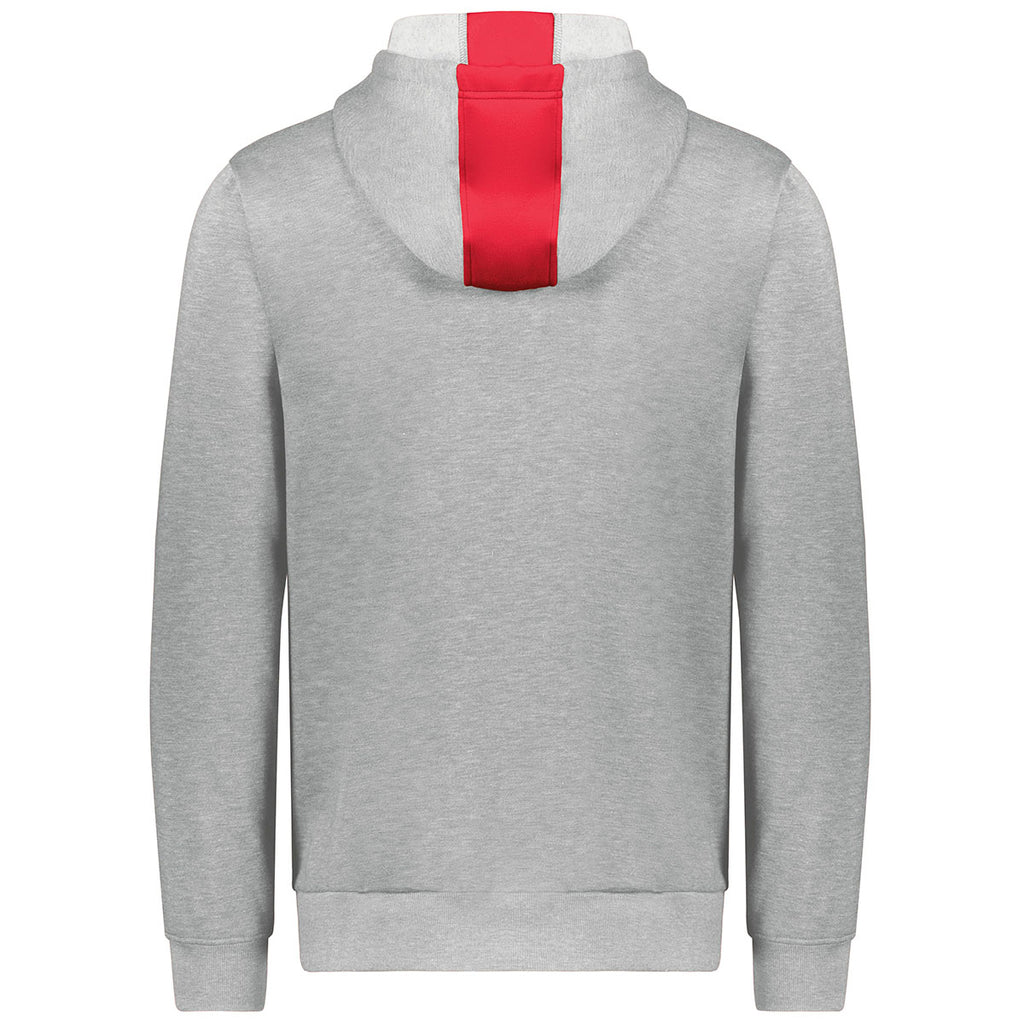 Augusta Sportswear Men's Scarlet/Grey Heather Three-Season Fleece Pullover Hoodie