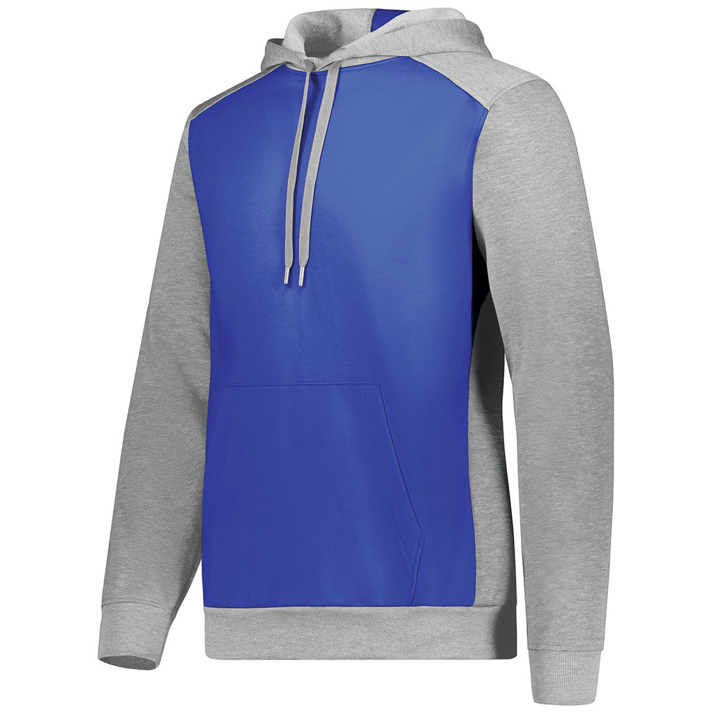 Augusta Sportswear Men's Royal/Grey Heather Three-Season Fleece Pullover Hoodie