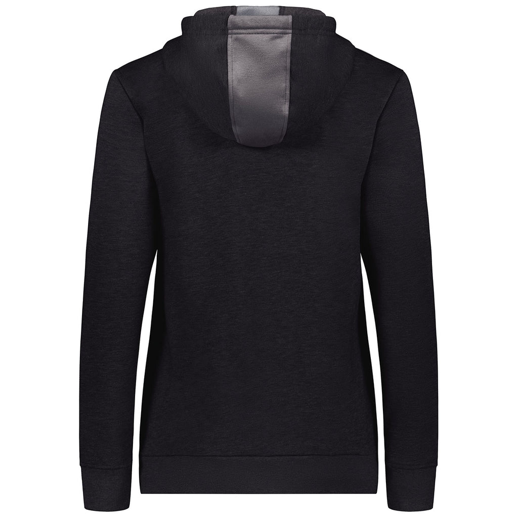 Augusta Sportswear Women's Carbon Heather/Black Three-Season Fleece Pullover Hoodie