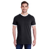 LAT Men's Black/White Soccer Ringer Fine Jersey T-Shirt