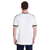 LAT Men's White/Black Soccer Ringer Fine Jersey T-Shirt