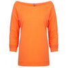 Next Level Women's Neon Heather Orange Terry Raw-Edge 3/4-Sleeve Raglan Tee