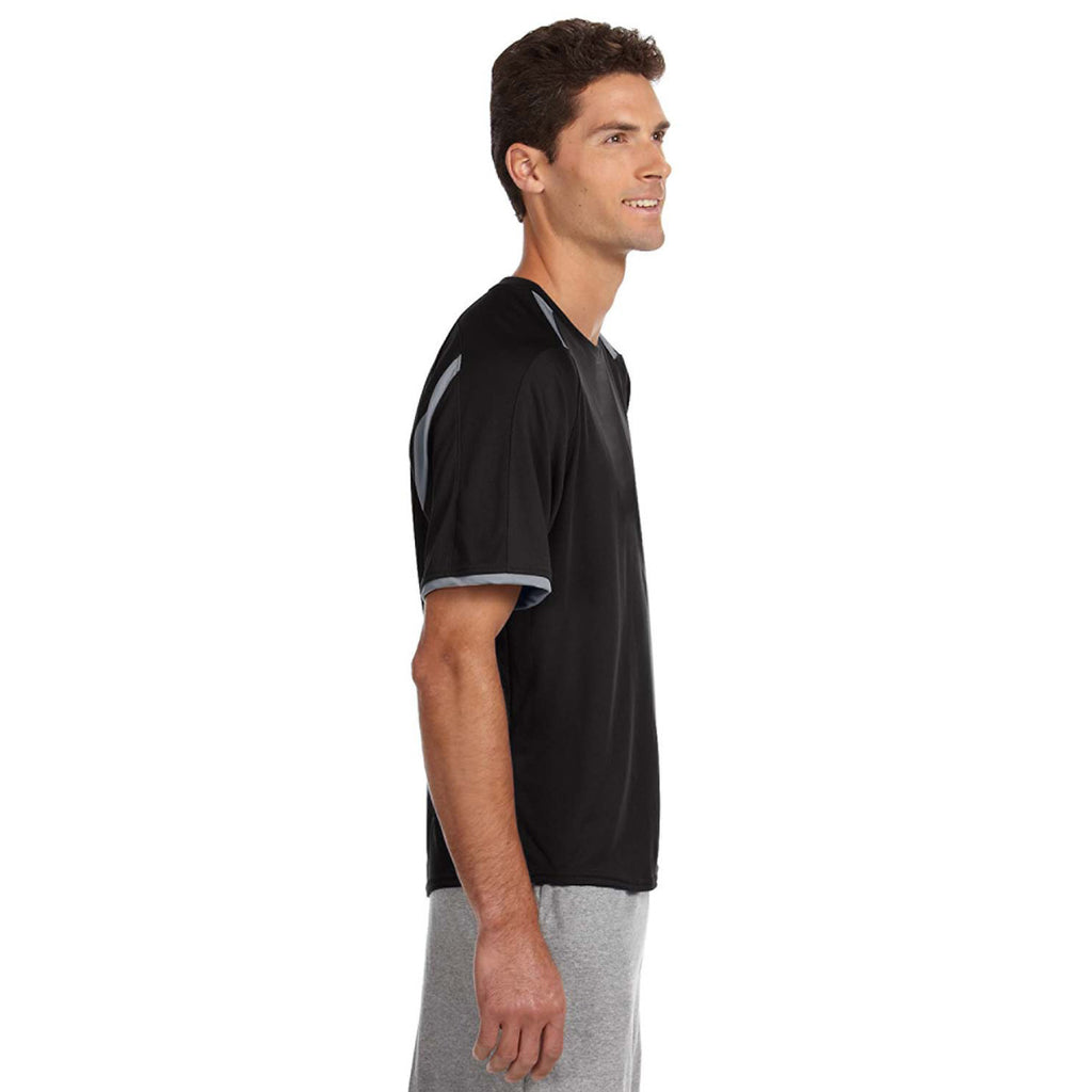 Russell Athletic Men's Black/Rock Dri-Power T-Shirt with Colorblock Inserts
